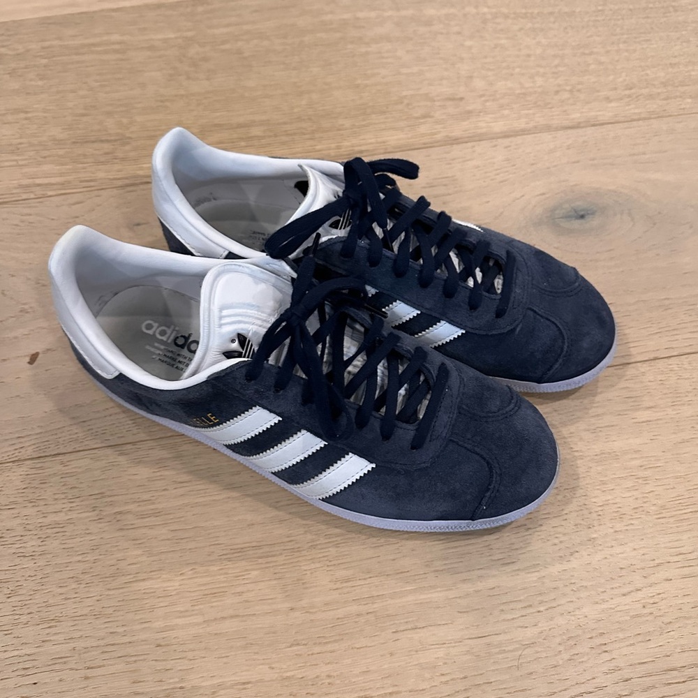 Adidas Men's gazelle Dark Blue and White Sneakers